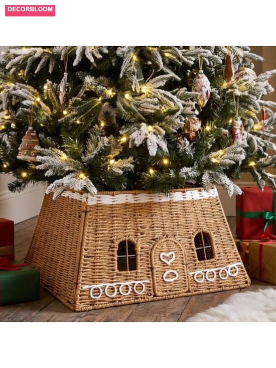 Other - Rattan Gingerbread House Christmas Tree Collar 17 in Woven Farmhouse Decor